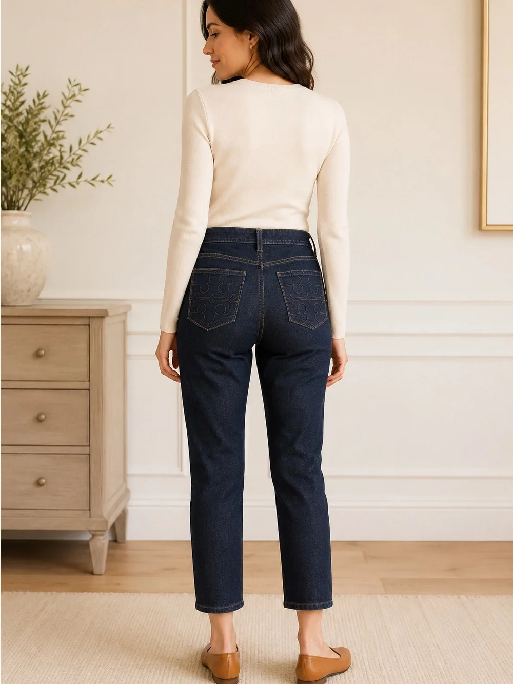 TORY BURCH Blue Denim Capri’s Excellent